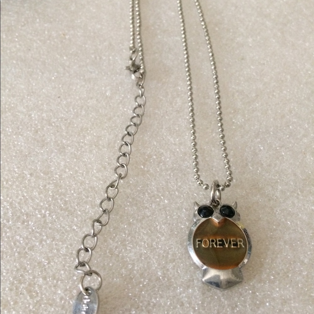 Forever enamel owl necklace
